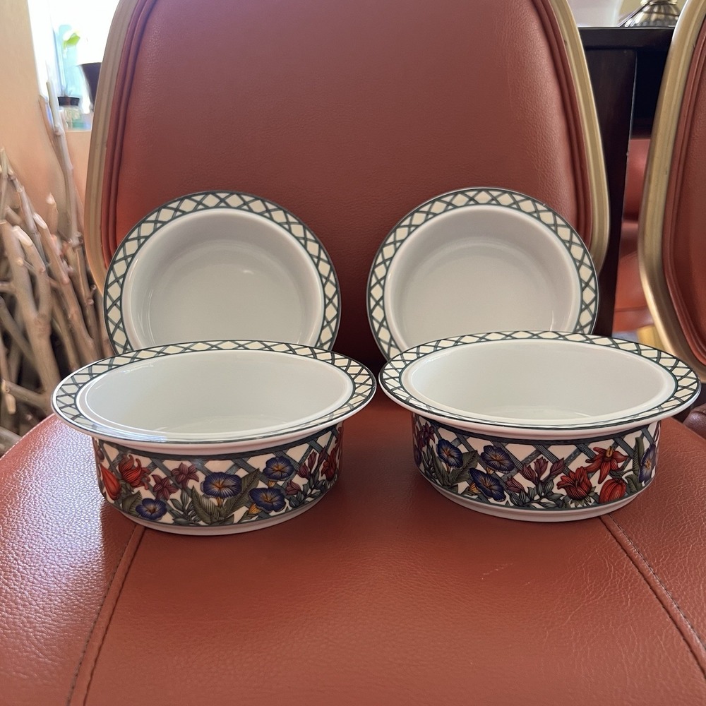 Set of 4 Dansk NORDIC GARDEN Soup/Pasta/Cereal Bowls 6 3/4" Portugal